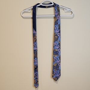 Ermenegildo Zegna Navy and Gold Paisley Tie